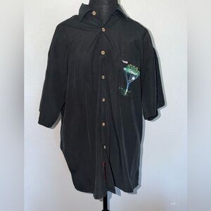 Bamboo Cay Shirt Adult Large Black Palm Tree Par & Bar Golf Martini Resort MED
